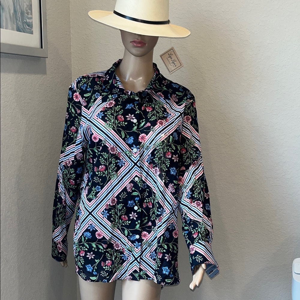 NWT Nautica Jeans Floral Long Sleeve Women's Top